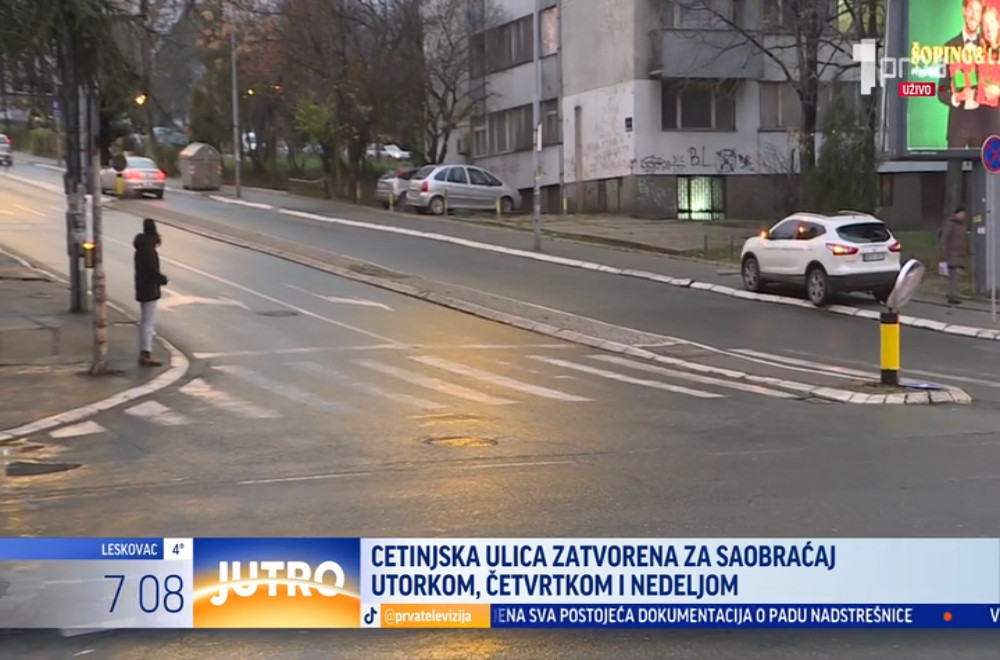 Cetinjska ulica biće zatvorena za saobraćaj tri dana nedeljno