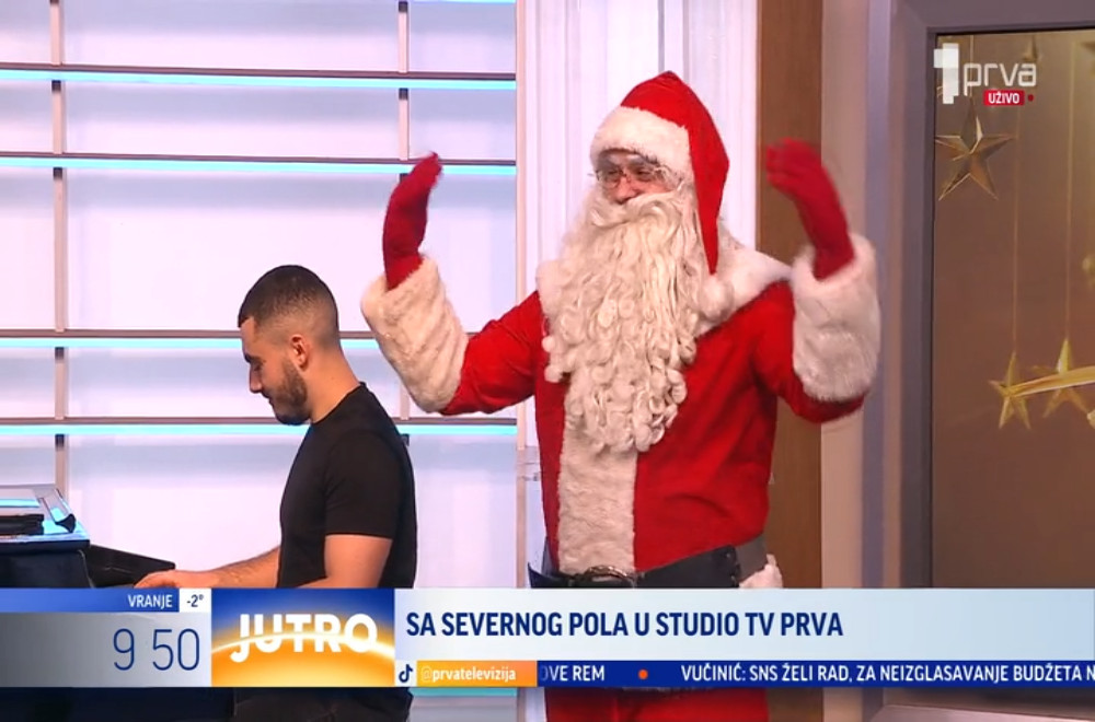 Deda Mraz sa Severnog pola stigao u studio Prve televizije